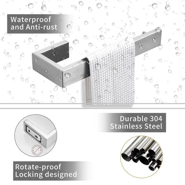 Alt view image 4 of 7 - 8 Piece Bathroom Accessories Set Stainless Steel,Bathroom Hardware Set Brushed Nickel Wall Mounted