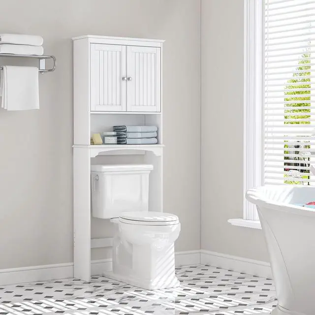Alt view image 2 of 7 - Over The Toilet Storage Cabinet, Bathroom Shelf Over Toilet, Bathroom Storage Cabinet Organizer, White