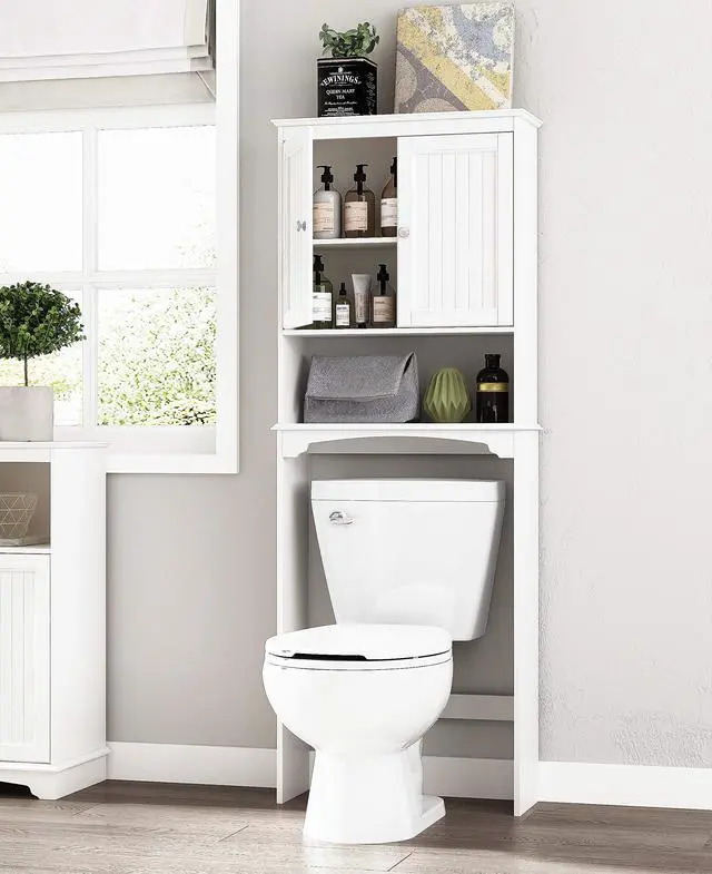 Alt view image 7 of 7 - Over The Toilet Storage Cabinet, Bathroom Shelf Over Toilet, Bathroom Storage Cabinet Organizer, White