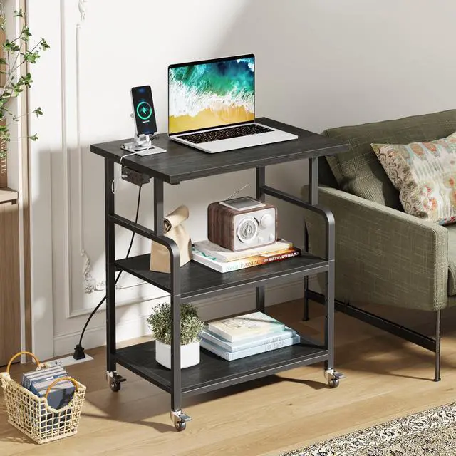 Alt view image 4 of 7 - 3 Tier Large Printer Stand with Power Outlet/Adjustable Shelf