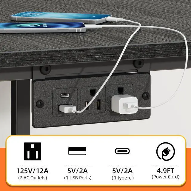 Alt view image 5 of 7 - 3 Tier Large Printer Stand with Power Outlet/Adjustable Shelf