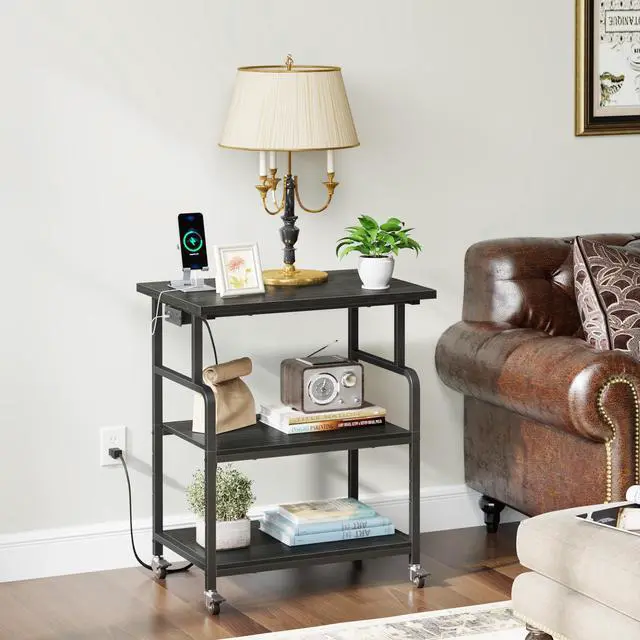 Alt view image 6 of 7 - 3 Tier Large Printer Stand with Power Outlet/Adjustable Shelf