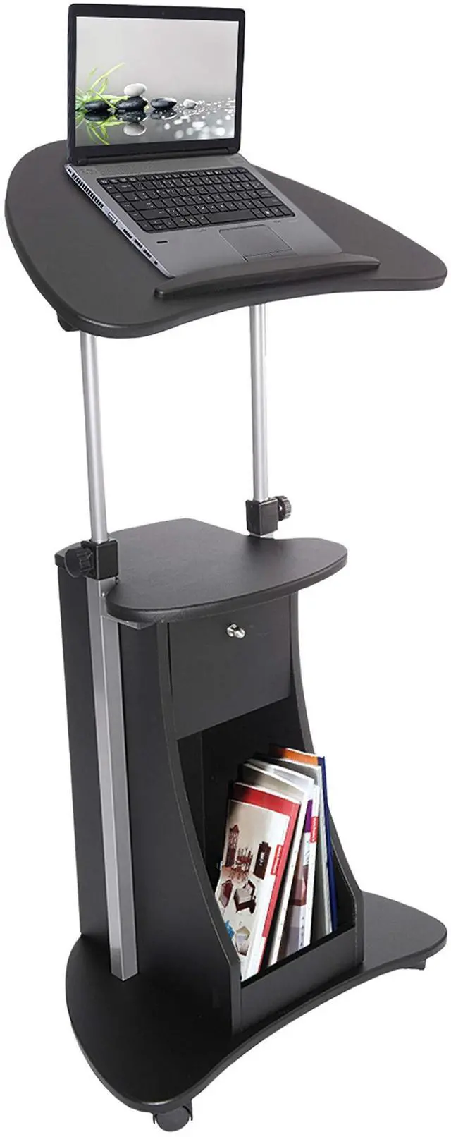 Main image of Sit-to-Stand Mobile Medical Laptop Computer Cart, Black, Adjustable Height, B005
