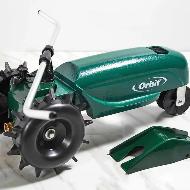 Alt view image 2 of 7 - Traveling Tractor Water Sprinkler - Self-Propelled Traveling Sprinkler for Wide Lawn Coverage - Cast-Iron Body with Adjustable Coverage - Three-Speed - Automatic Shut Off - 58322