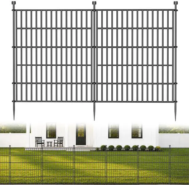 Main image of No-Dig Decorative Outdoor Garden Fence for Yard, Animal Barrier Fencing for Dog | Rustproof Metal Temporary Fence for Patio, Pet and Flower Bed | 32in (H) x 23.6ft(L), 10 Panels