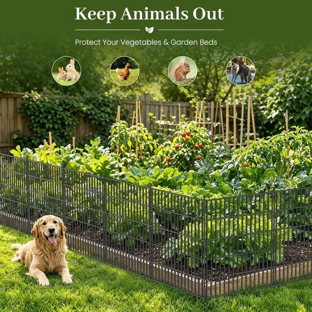 Alt view image 3 of 7 - No-Dig Decorative Outdoor Garden Fence for Yard, Animal Barrier Fencing for Dog | Rustproof Metal Temporary Fence for Patio, Pet and Flower Bed | 32in (H) x 23.6ft(L), 10 Panels