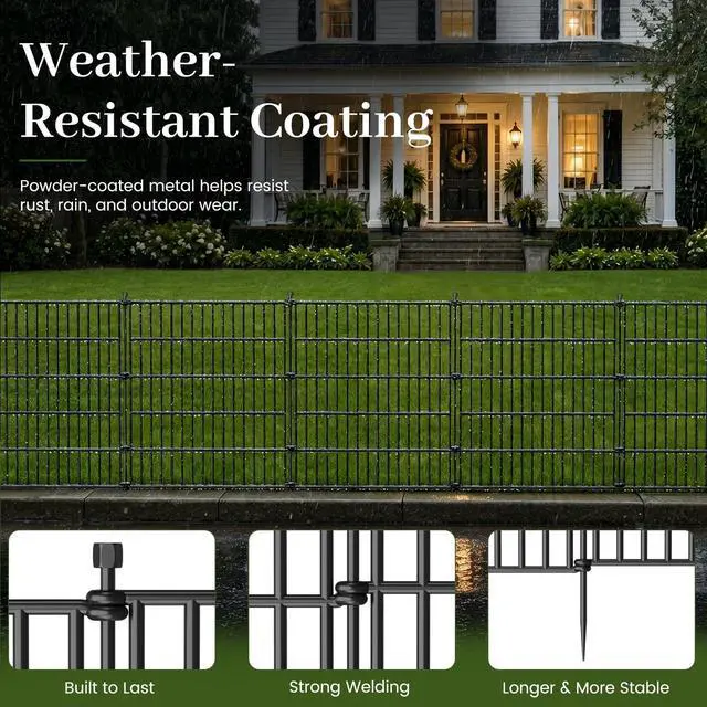 Alt view image 4 of 7 - No-Dig Decorative Outdoor Garden Fence for Yard, Animal Barrier Fencing for Dog | Rustproof Metal Temporary Fence for Patio, Pet and Flower Bed | 32in (H) x 23.6ft(L), 10 Panels