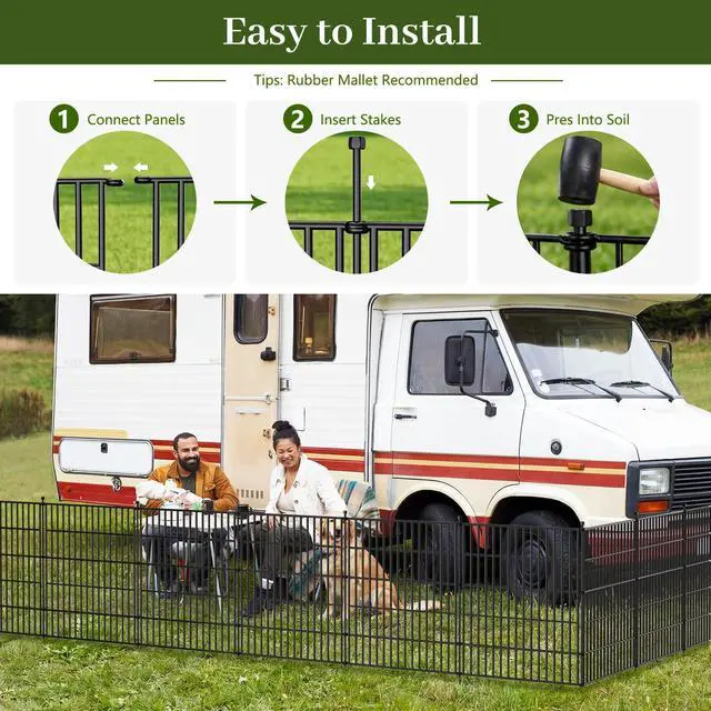 Alt view image 6 of 7 - No-Dig Decorative Outdoor Garden Fence for Yard, Animal Barrier Fencing for Dog | Rustproof Metal Temporary Fence for Patio, Pet and Flower Bed | 32in (H) x 23.6ft(L), 10 Panels