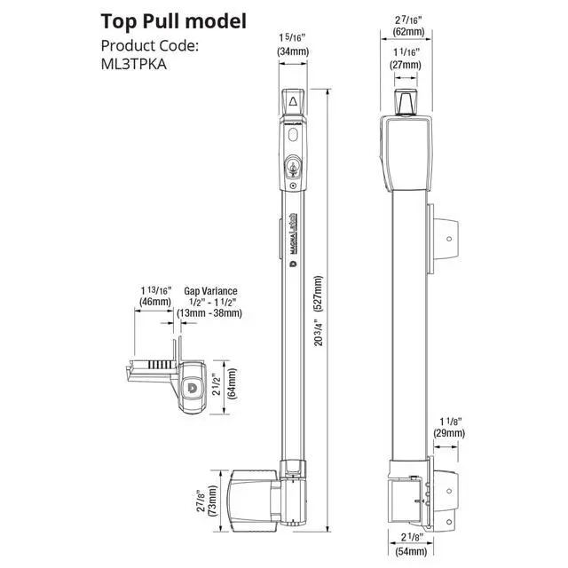 Alt view image 6 of 6 - Pool Safety Magna Latch N346-210 Top Pull Magnetic Gate Latch for Pool Gates and Fence Gates Self Closing Child Proof Black Outdoor Gate Hardware