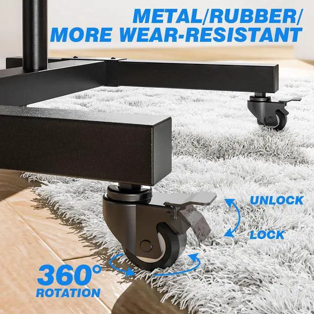 Alt view image 6 of 7 - Mobile TV Cart Rolling TV Stand for 32-83 Inch Screens up to 110lbs, Portable TV Stand on Wheels with Height Adjustable Shelf, Outdoor TV Stands Mount for Home Office MAX VESA 600x400mm, Black