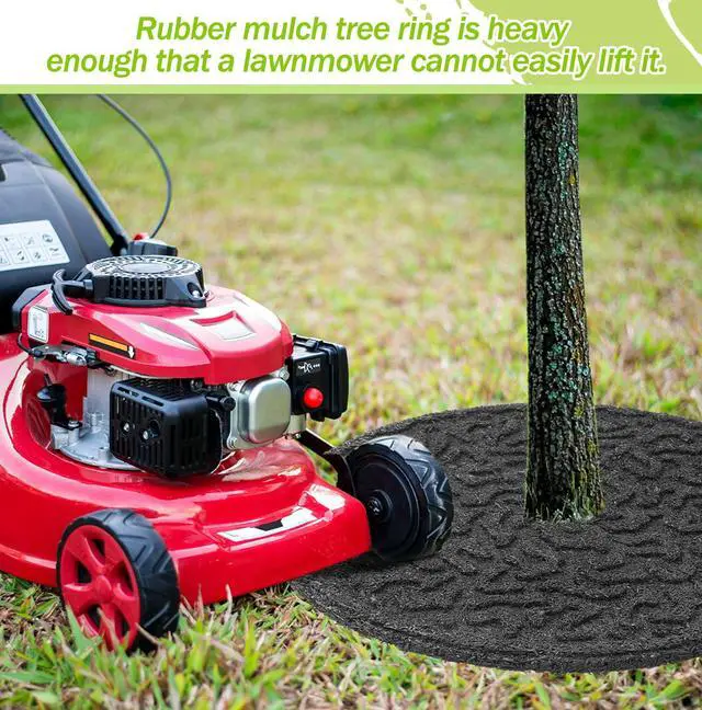 Alt view image 4 of 7 - 6 Pcs Rubber Mulch Tree Ring, Heavy Duty Rubber Mulch Mat, Tree Protector Weed Barrier Mats, Round Root Barrier for Root Protection Weed Grass Control (24 Inches)