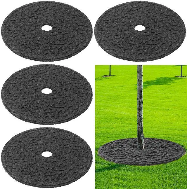 Main image of 6 Pcs Rubber Mulch Tree Ring, Heavy Duty Rubber Mulch Mat, Tree Protector Weed Barrier Mats, Round Root Barrier for Root Protection Weed Grass Control (24 Inches)