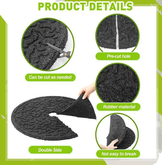 Alt view image 5 of 7 - 6 Pcs Rubber Mulch Tree Ring, Heavy Duty Rubber Mulch Mat, Tree Protector Weed Barrier Mats, Round Root Barrier for Root Protection Weed Grass Control (24 Inches)