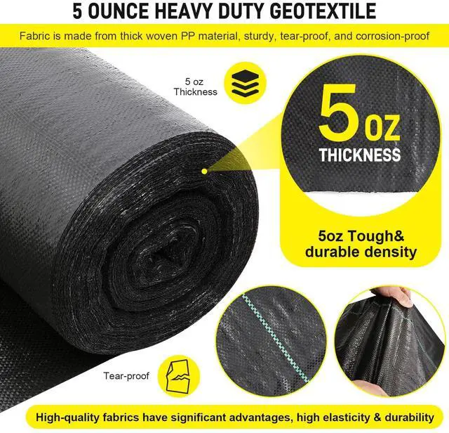 Alt view image 3 of 7 - Driveway Fabric,13x115 ft Road Fabric Commercial Weed Barrier Fabric, Landscape Fabric Heavy Duty 5OZ French Drain Fabric for Erosion Control,Landscape Fabric,Weed Barrier,Construction Projects
