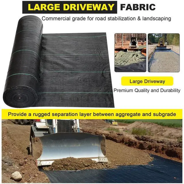 Alt view image 4 of 7 - Driveway Fabric,13x115 ft Road Fabric Commercial Weed Barrier Fabric, Landscape Fabric Heavy Duty 5OZ French Drain Fabric for Erosion Control,Landscape Fabric,Weed Barrier,Construction Projects