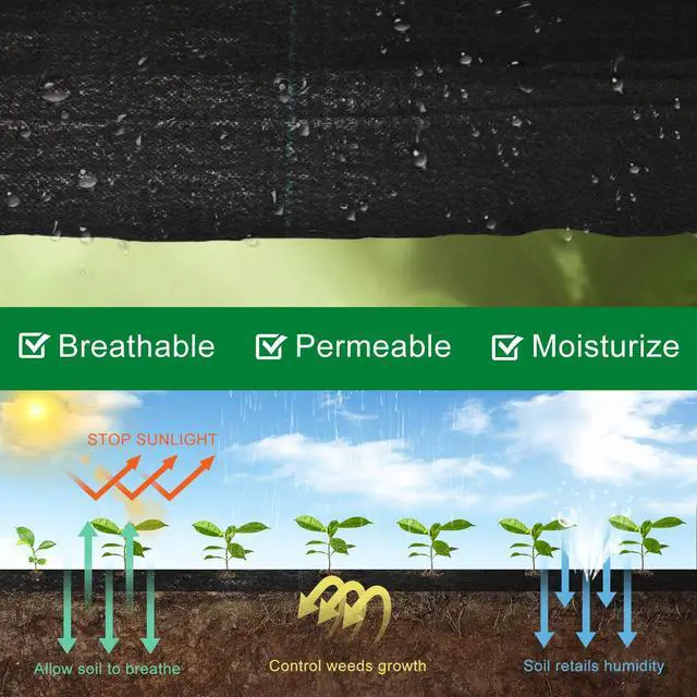 Alt view image 2 of 7 - 5.8oz 6FT x 250FT Heavy Duty Landscape Fabric Weed Barrier Premium Woven Ground Cover Roll, UV Resistant&Tear-Proof, Ideal for Garden Beds, Walkways, Patios, Greenhouses, Outdoor Landscaping