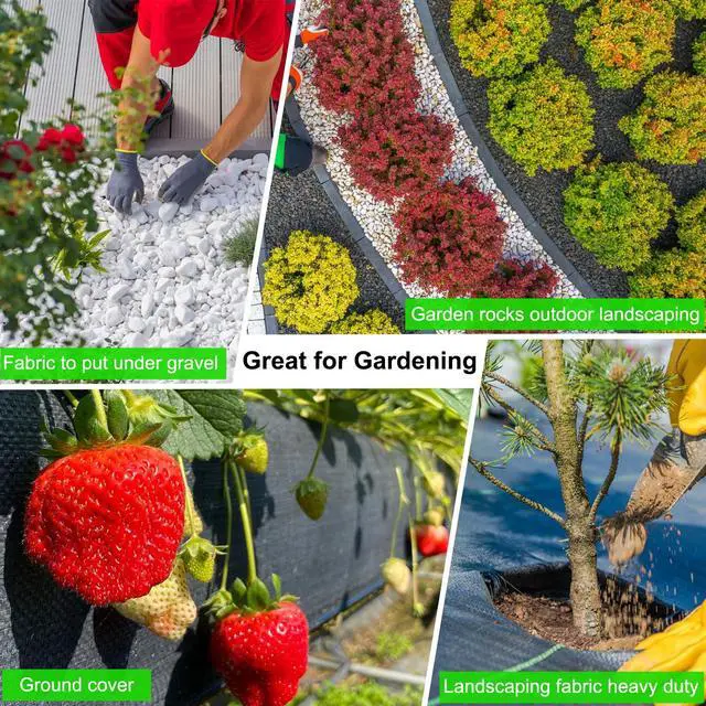 Alt view image 5 of 7 - 5.8oz 6FT x 250FT Heavy Duty Landscape Fabric Weed Barrier Premium Woven Ground Cover Roll, UV Resistant&Tear-Proof, Ideal for Garden Beds, Walkways, Patios, Greenhouses, Outdoor Landscaping