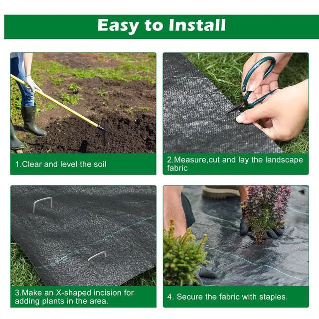 Alt view image 7 of 7 - 5.8oz 6FT x 250FT Heavy Duty Landscape Fabric Weed Barrier Premium Woven Ground Cover Roll, UV Resistant&Tear-Proof, Ideal for Garden Beds, Walkways, Patios, Greenhouses, Outdoor Landscaping
