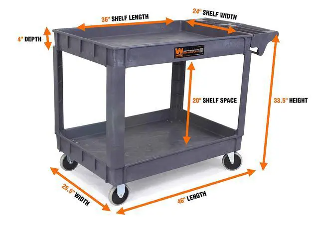 Alt view image 2 of 5 - 500-Pound Capacity 46 By 25.5-Inch Extra Wide Service Utility Cart