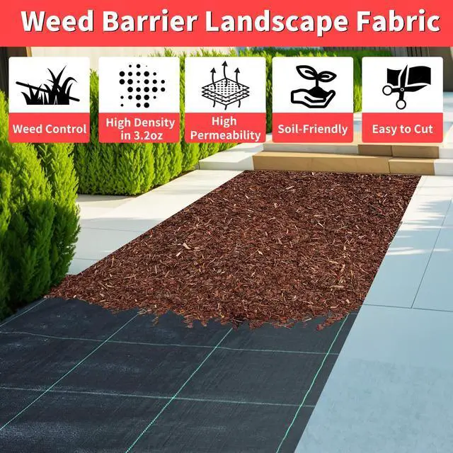 Alt view image 3 of 7 - 6ft x 300ft Landscape Fabric -Heavy Duty Weed Barrier Fabric for Landscaping, Weed Blocker Cloth,Geotextile Fabric for Garden, Driveway & Ground Cover, Garden Weed Mats,Grid Design