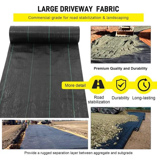 Alt view image 4 of 7 - Driveway Fabric, 13x115 ft Road Fabric Commercial Weed Barrier Fabric, Landscape Fabric Heavy Duty 3.5OZ French Drain Fabric for Erosion Control,Landscape Fabric,Weed Barrier,Construction Projects
