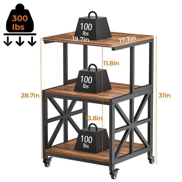 Alt view image 2 of 7 - Printer Stand with Lockable Wheels, Heavy Duty Printer Table