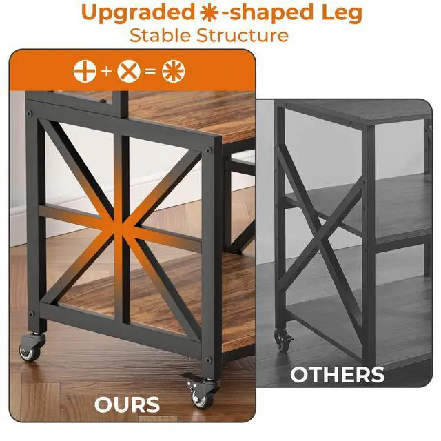 Alt view image 4 of 7 - Printer Stand with Lockable Wheels, Heavy Duty Printer Table
