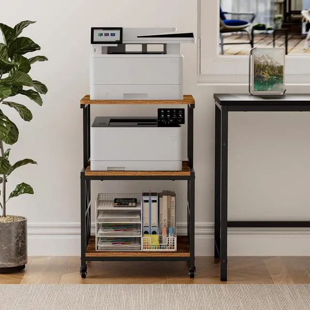Alt view image 7 of 7 - Printer Stand with Lockable Wheels, Heavy Duty Printer Table