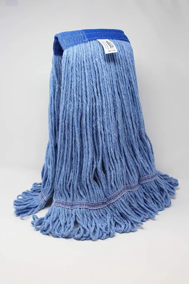 Alt view image 2 of 7 - Mop Heads Commercial Grade USA Made Looped End Heavy Duty Large Mop Head of Blue 4-Ply Synthetic Yarn Industrial Wet Mop Head Replacement and String Mop Refills (6, Large)