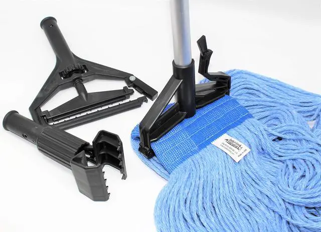 Alt view image 6 of 7 - Mop Heads Commercial Grade USA Made Looped End Heavy Duty Large Mop Head of Blue 4-Ply Synthetic Yarn Industrial Wet Mop Head Replacement and String Mop Refills (6, Large)