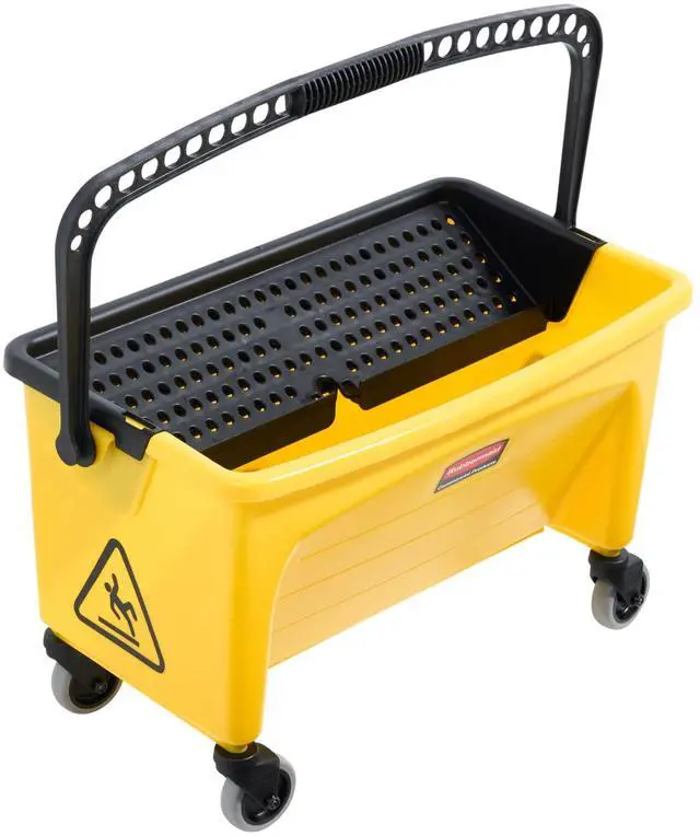 Alt view image 2 of 7 - HYGEN Microfiber Mop Bucket with Press Wringer, 26", Yellow, for Janitorial/Professional Cleaners and Heavy-Duty Industrial Mopping/Wringing/Cleaning