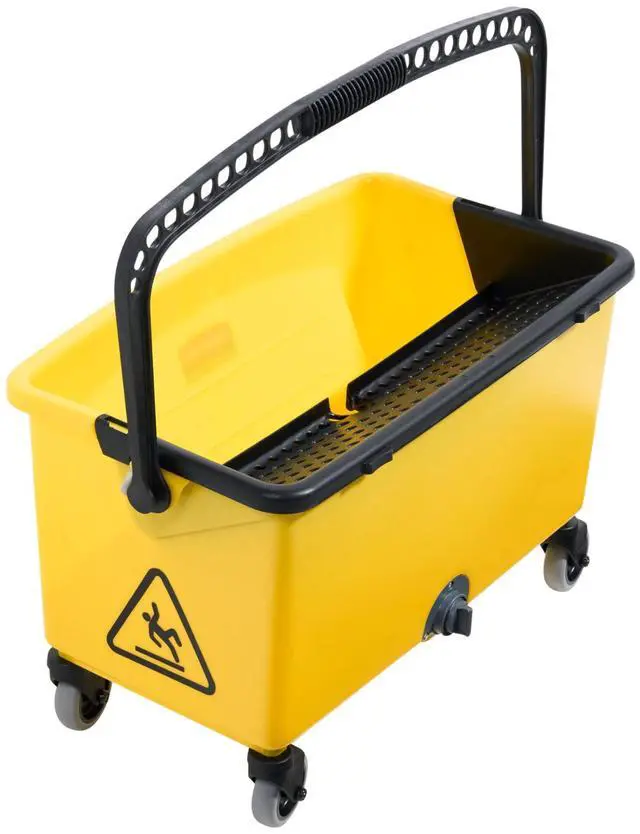 Alt view image 3 of 7 - HYGEN Microfiber Mop Bucket with Press Wringer, 26", Yellow, for Janitorial/Professional Cleaners and Heavy-Duty Industrial Mopping/Wringing/Cleaning