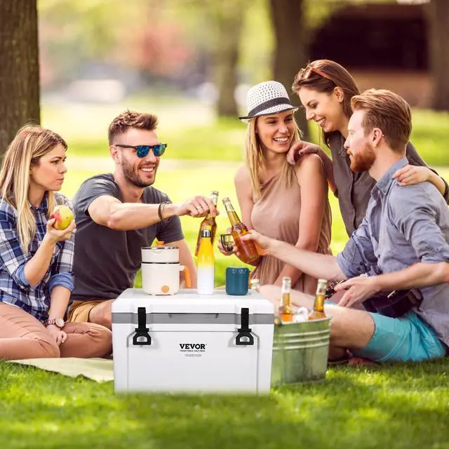 Alt view image 6 of 7 - Ultra-Light Hard Cooler 52 QT, Ice Retention Cooler with Heavy Duty Handle, Ice Chest Lunch Box for Camping, Travel, Outdoor, Keeps Cool for up to 6 Days, 30% Lighter Than Rotomolded Coolers
