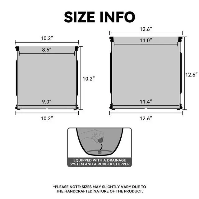 Alt view image 2 of 7 - Square Lion Head Concrete Planter Set of 2, Classic English Style Plant Pot with Drainage Hole and Rubber Plug for Indoor Outdoor, 10.2"x10.2"x10.2" and 12.6"x12.6"x12.6" Antique Gray