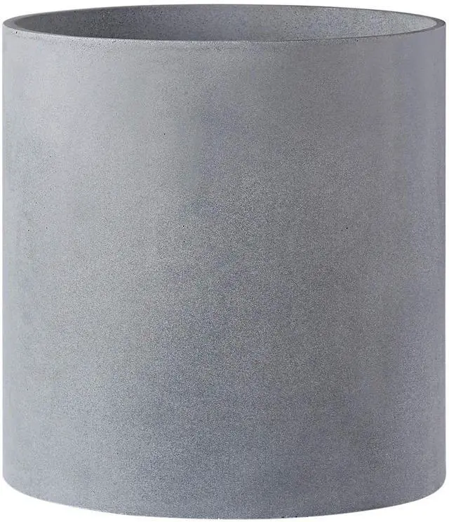 Main image of 14 Inch Fiberstone Planter - Lightweight Modern Cylinder Plant Pot with Drainage Hole & Plug, Authentic Concrete Look, Gray