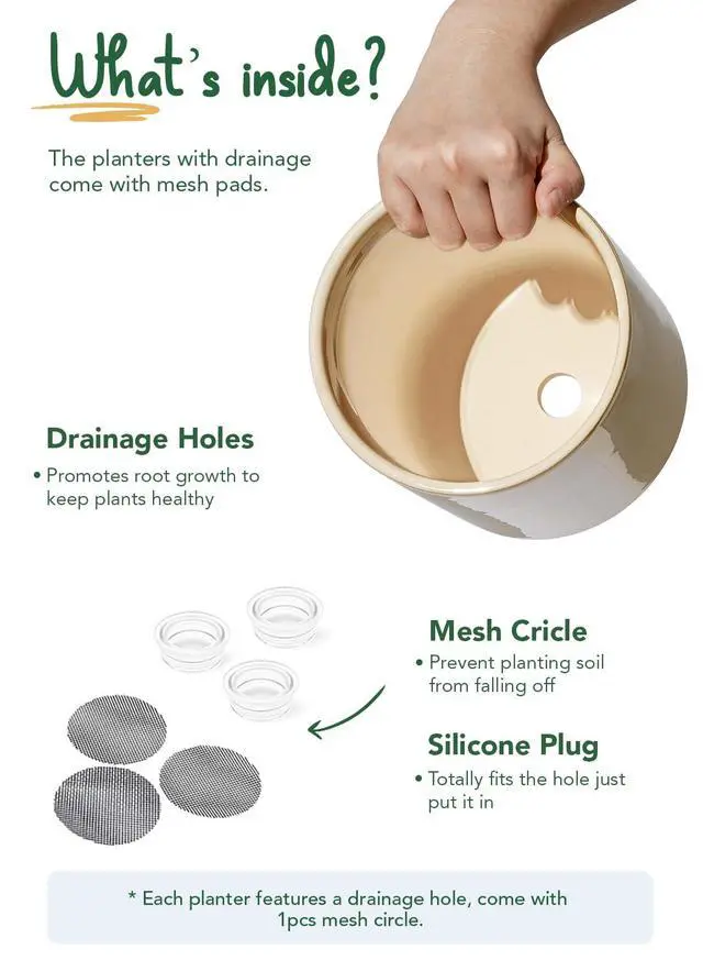 Alt view image 6 of 6 - 10+8+6 Inch Ceramic Pots for Plants, Indoor Planters with Drainage Hole and Plug, Modern Cylinder Flower Pots Set of 3 for Living Room and Bedroom, Glossy, Sand Beige