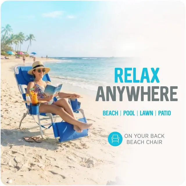 Alt view image 2 of 7 - the Deluxe 3N1 Lightweight Lawn Beach Reclining Lounge Chair with Footrest, Outdoor Furniture for Patio, Balcony, Backyard, or Porch, Blue