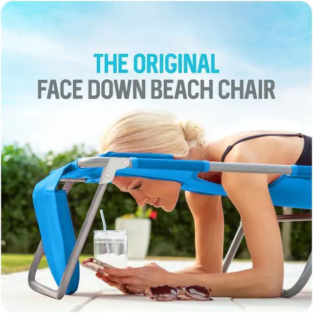 Alt view image 3 of 7 - the Deluxe 3N1 Lightweight Lawn Beach Reclining Lounge Chair with Footrest, Outdoor Furniture for Patio, Balcony, Backyard, or Porch, Blue