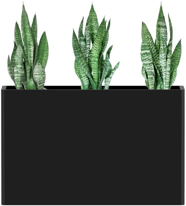 Main image of Galvanized Steel Planter with Removable Insert Shelf & 4 Drainage Holes - 32x12x24 Inches Large Planters for Outdoor/Indoor Patio, Porch Black