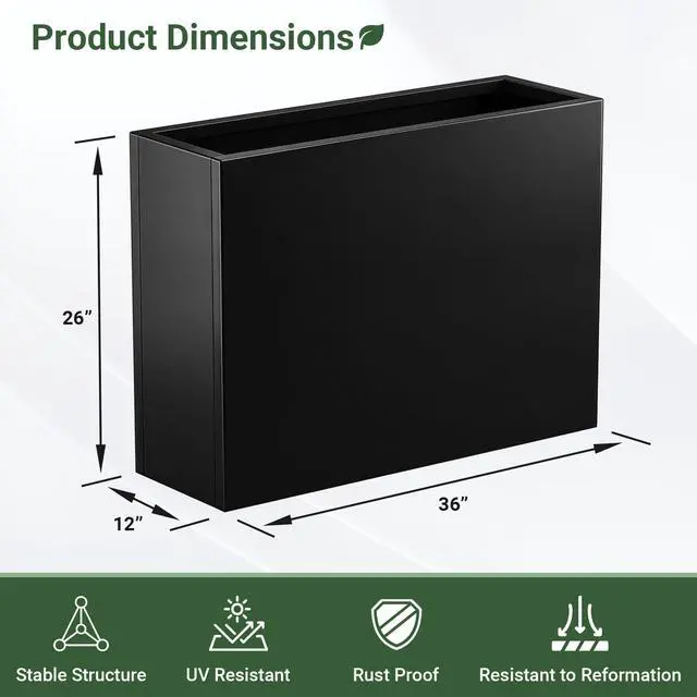 Alt view image 2 of 7 - 36" Metal Planter Box, Large Rectangular Window Box
