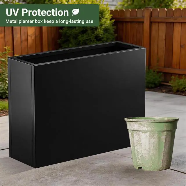 Alt view image 3 of 7 - 36" Metal Planter Box, Large Rectangular Window Box