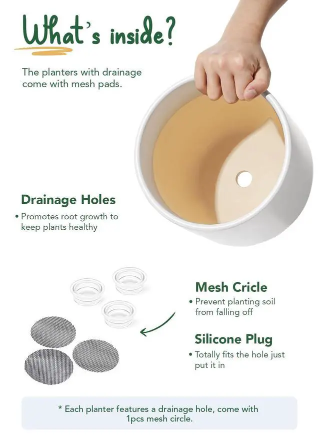 Alt view image 3 of 6 - 6+8+10 Inch Ceramic Pots for Plants, Plant Pots Indoor with Drainage Hole and Plug, Planter Pots for Home Office Room Patio, Set of 3, White