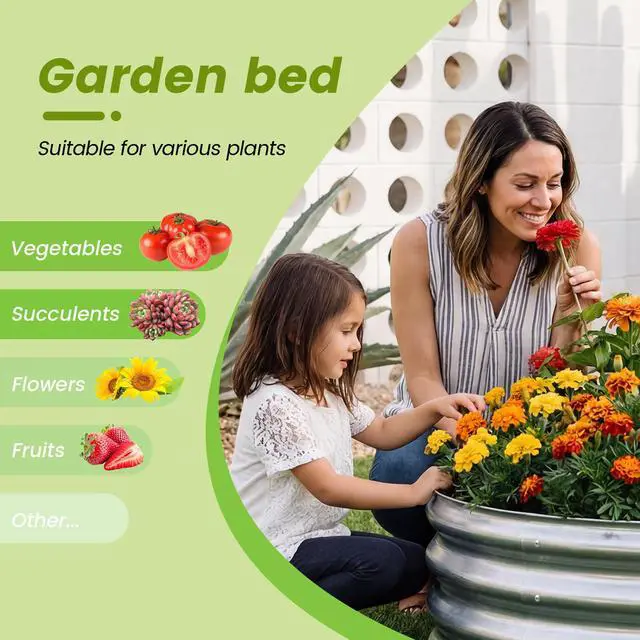 Alt view image 4 of 7 - 3PCS 2x2x2FT Galvanized Raised Garden Bed Kit Round Metal Flower Box Large Planter Raised Beds Outdoor Garden for Planting,Fruit,Herb Silver