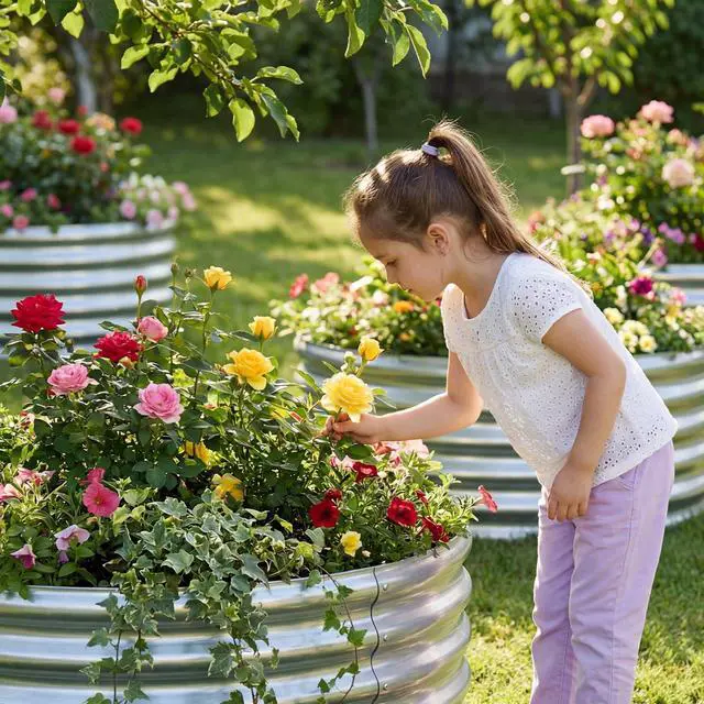 Alt view image 7 of 7 - 3PCS 2x2x2FT Galvanized Raised Garden Bed Kit Round Metal Flower Box Large Planter Raised Beds Outdoor Garden for Planting,Fruit,Herb Silver