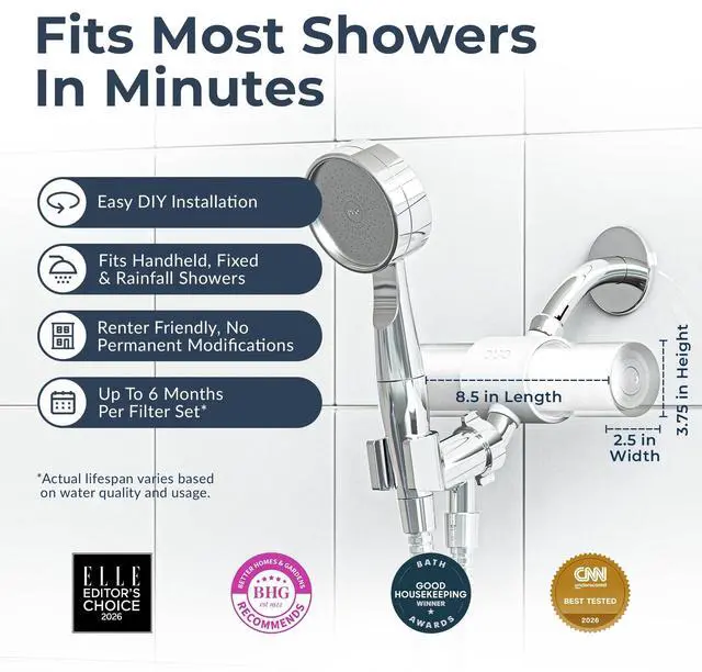 Alt view image 5 of 6 - Duo Shower Filter NSF Certified Shower Filter for Chlorine Reduction, Lead-Free, Easy Installation, Award-Winning Filter for Healthier Hair & Skin (Black)