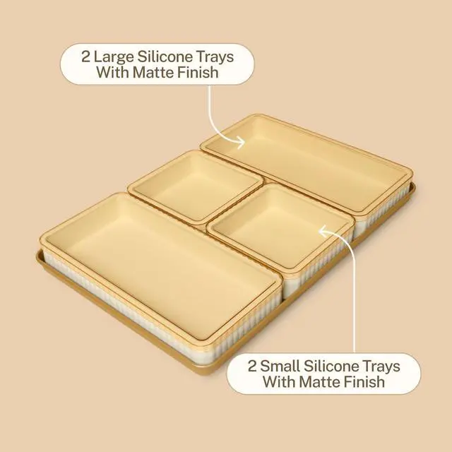 Alt view image 4 of 7 - Silicone Baking Pans Set, Nonstick Bakeware Set for Meal Prep and Serving Dishes, 4 Trays, 4 Lids, 1 Baking Sheet, Oven Safe to 450 Degrees