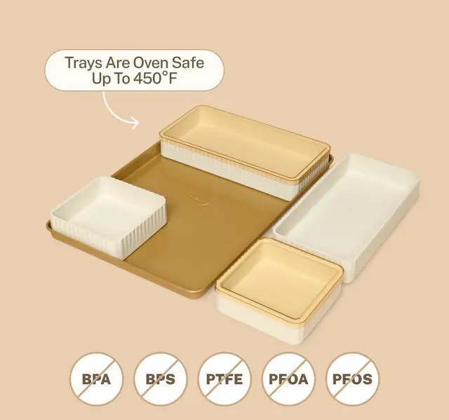 Alt view image 2 of 7 - Silicone Baking Pans Set, Nonstick Bakeware Set for Meal Prep and Serving Dishes, 4 Trays, 4 Lids, 1 Baking Sheet, Oven Safe to 450 Degrees