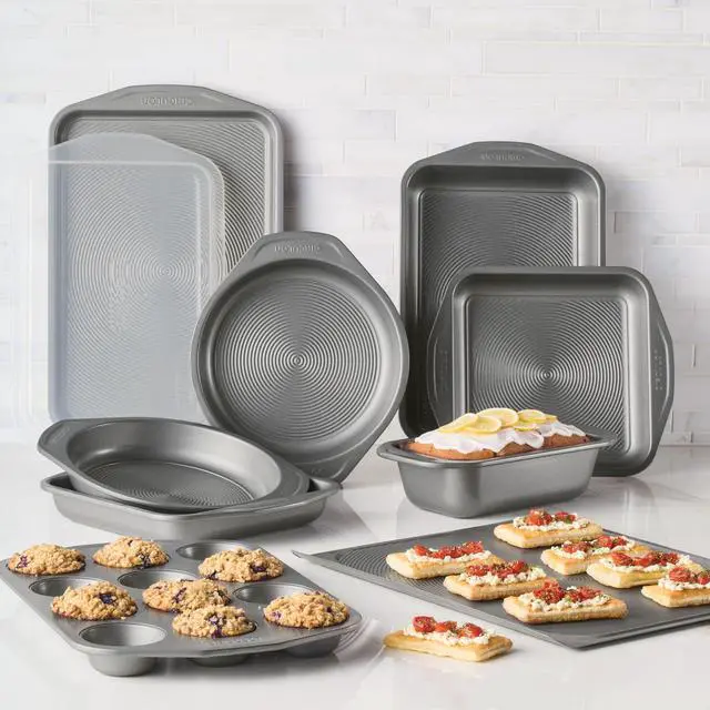 Alt view image 2 of 7 - Total Nonstick Bakeware Set, Metal Baking Pans Set, 10-Piece, Gray