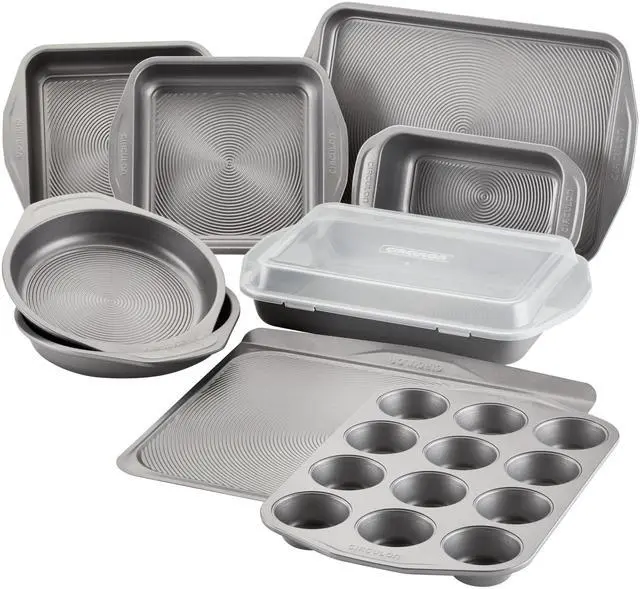Main image of Total Nonstick Bakeware Set, Metal Baking Pans Set, 10-Piece, Gray