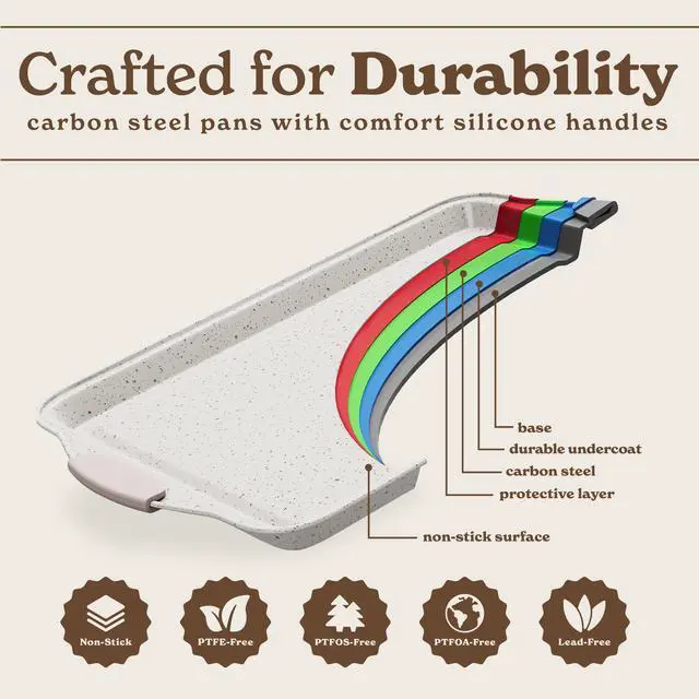 Alt view image 5 of 5 - Nonstick Stackable Bakeware Set - Heavy Duty, Durable, Easy Release Baking Set, Cream, 10 Pcs